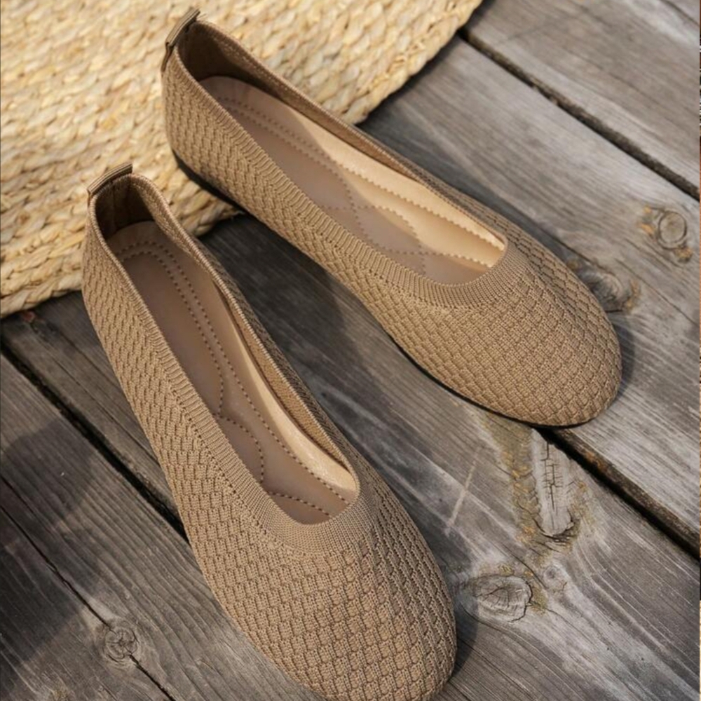 Tan Casual Loafers with Breathable Mesh Design